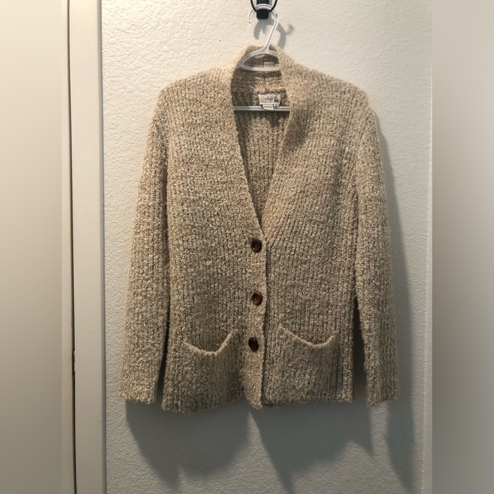 Vintage Beige Button-Front Women’s Sweater Cardigan